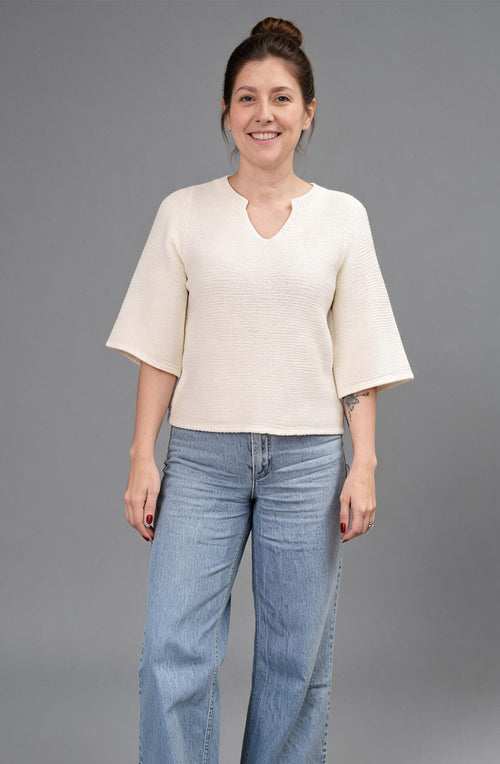Whisper White V Neck Summer Pullover