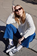 Whisper White Vivian Cable Knit Collared Jumper