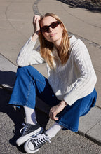Whisper White Vivian Cable Knit Collared Jumper