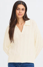 Whisper White Vivian Cable Knit Collared Jumper