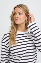 White and Salute Blue Striped Weighted Jersey Top