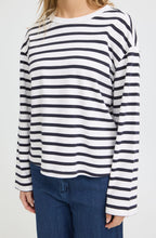White and Salute Blue Striped Weighted Jersey Top