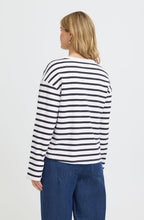 White and Salute Blue Striped Weighted Jersey Top