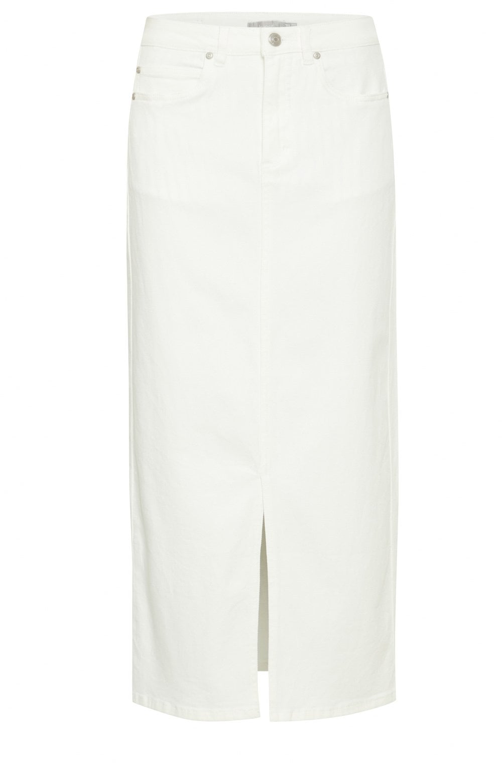White Denim Midi Skirt