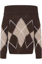Hot Fudge Argyle Off The Shoulder Jumper