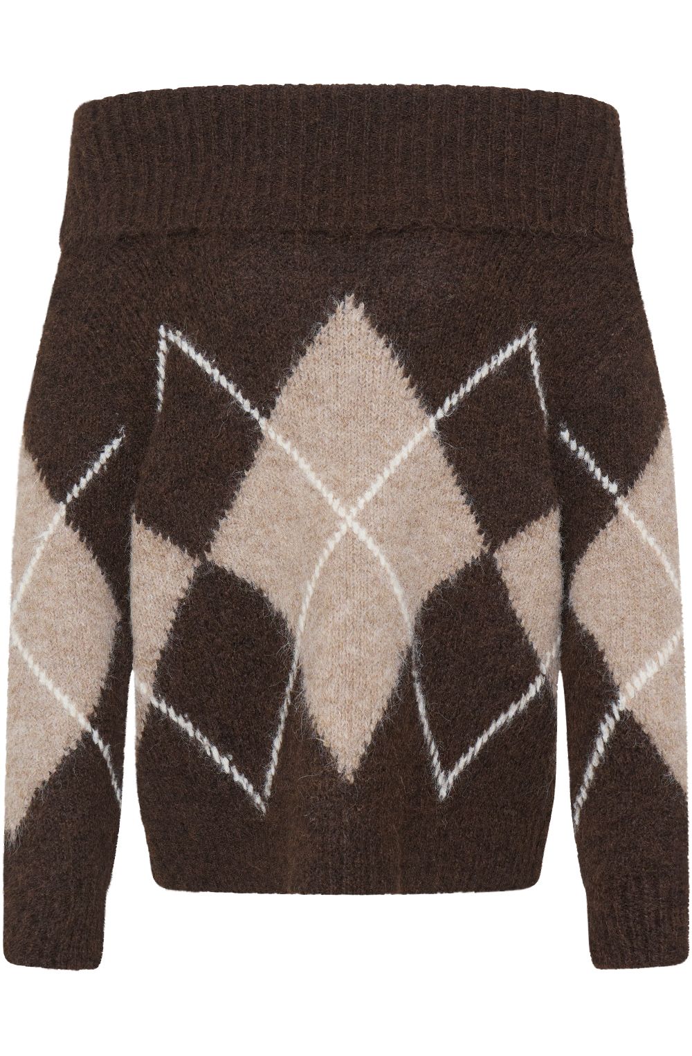 Hot Fudge Argyle Off The Shoulder Jumper