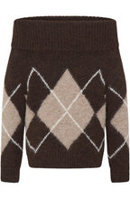 Hot Fudge Argyle Off The Shoulder Jumper