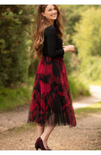 Red Petals Tulle Skirt