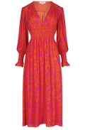 Aruba Palm V Neck Midi Dress