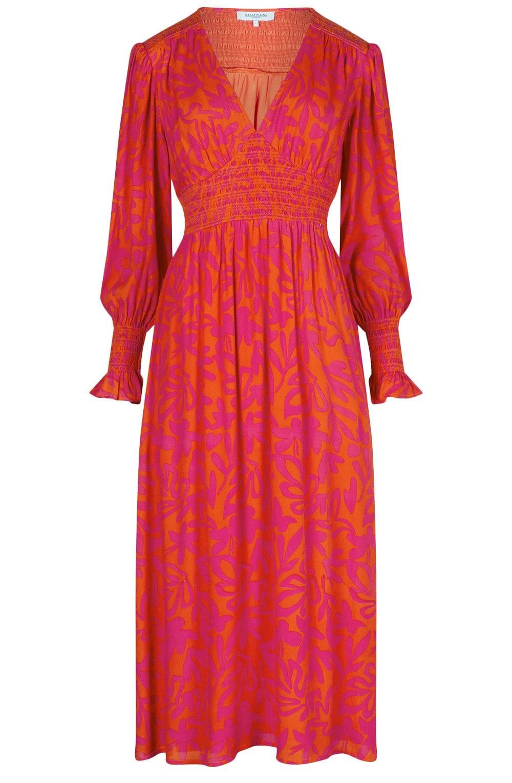 Aruba Palm V Neck Midi Dress