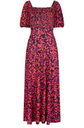 Black Floral Smocked Chest Dress