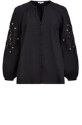 Black Light Flannel Embroidered Blouse