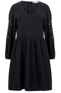 Black Light Flannel Embroidered Dress