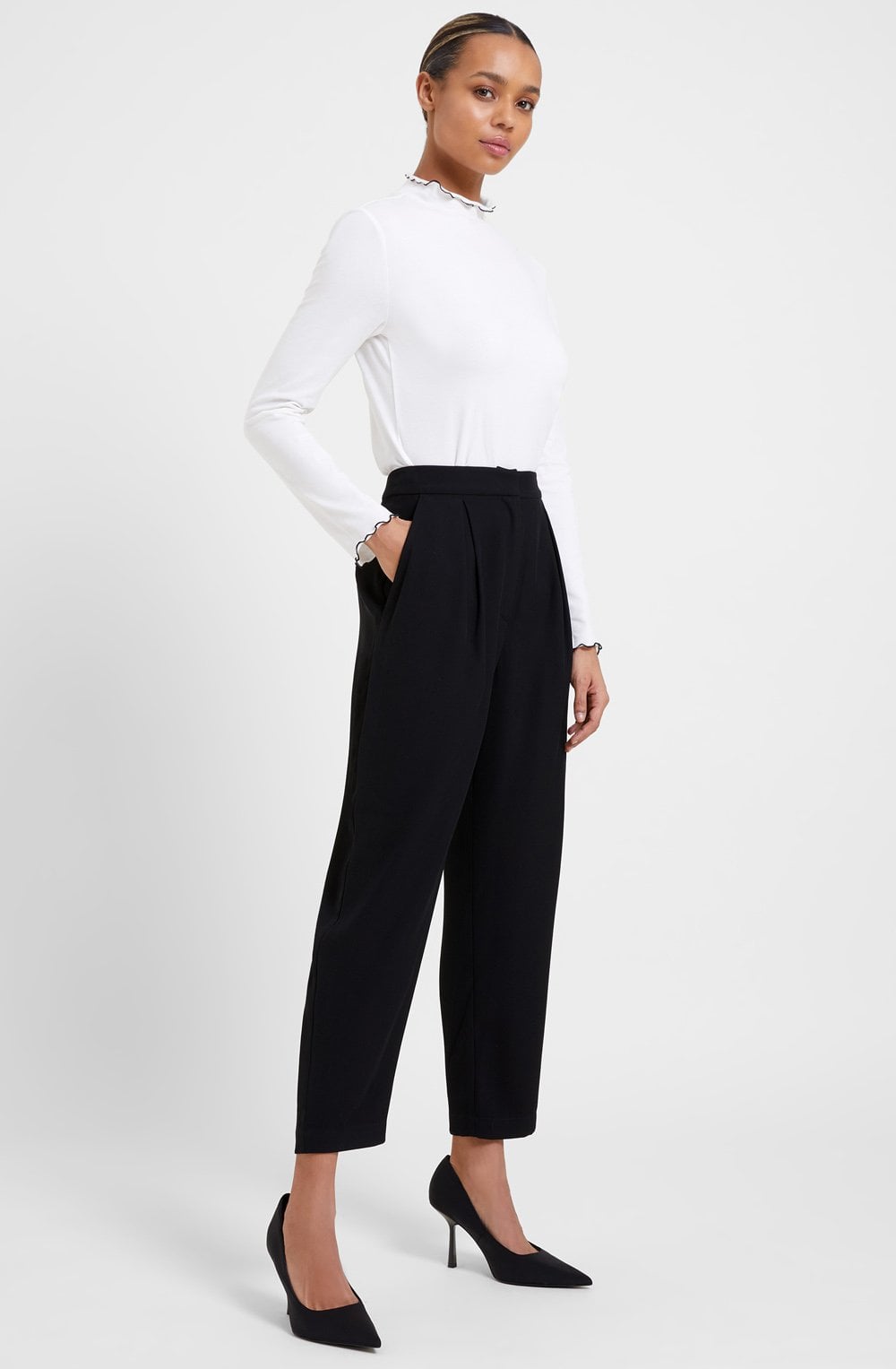 Black Soft Drape Trousers