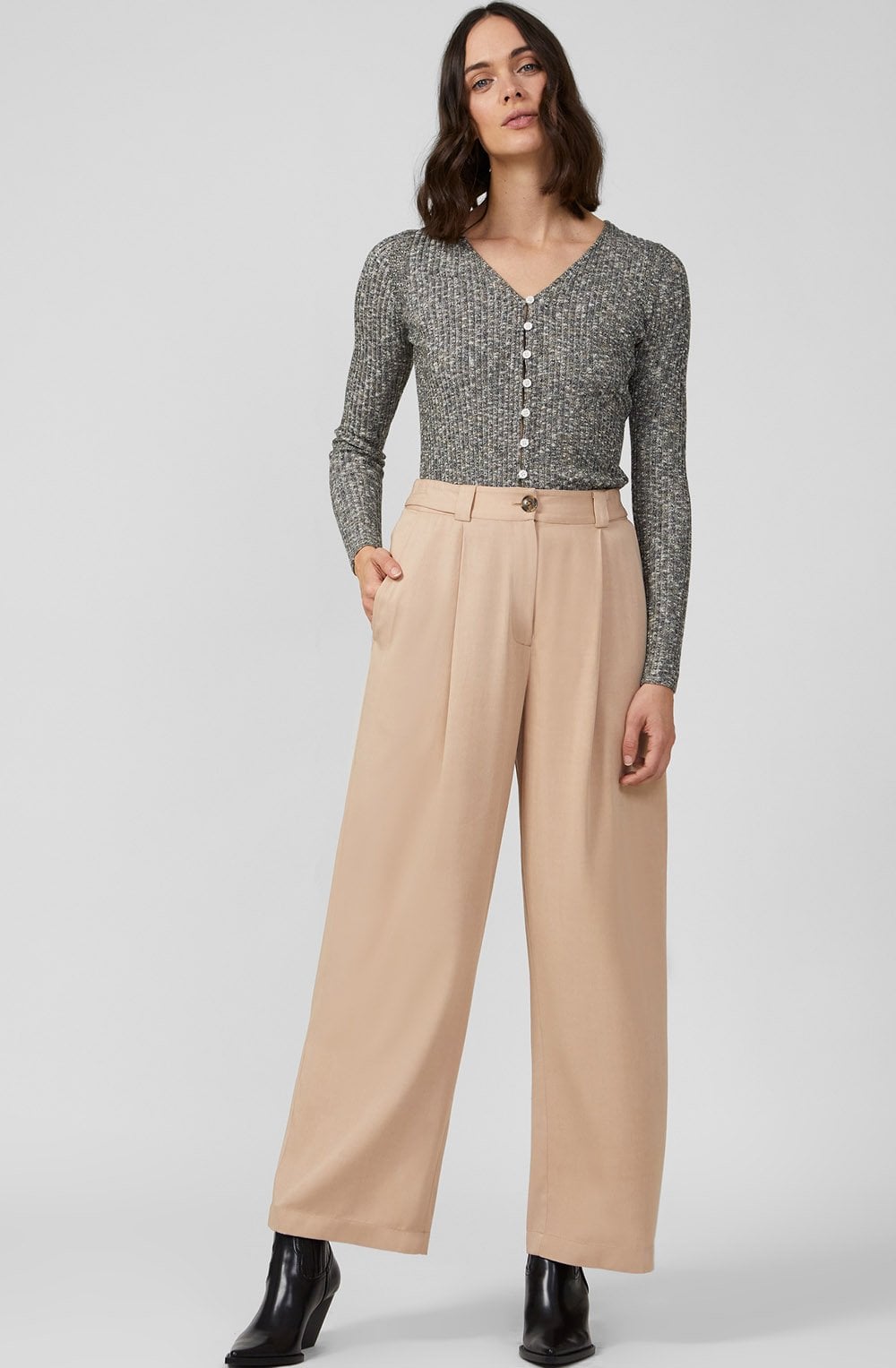 Chinchilla Luxe Twill Wide Leg Trousers
