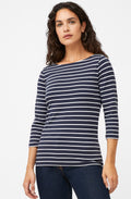 Classic Navy Striped Sleeved Top
