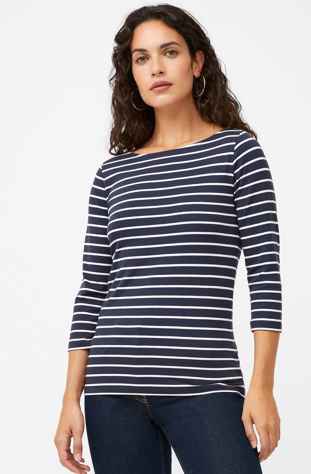 Classic Navy Striped Sleeved Top