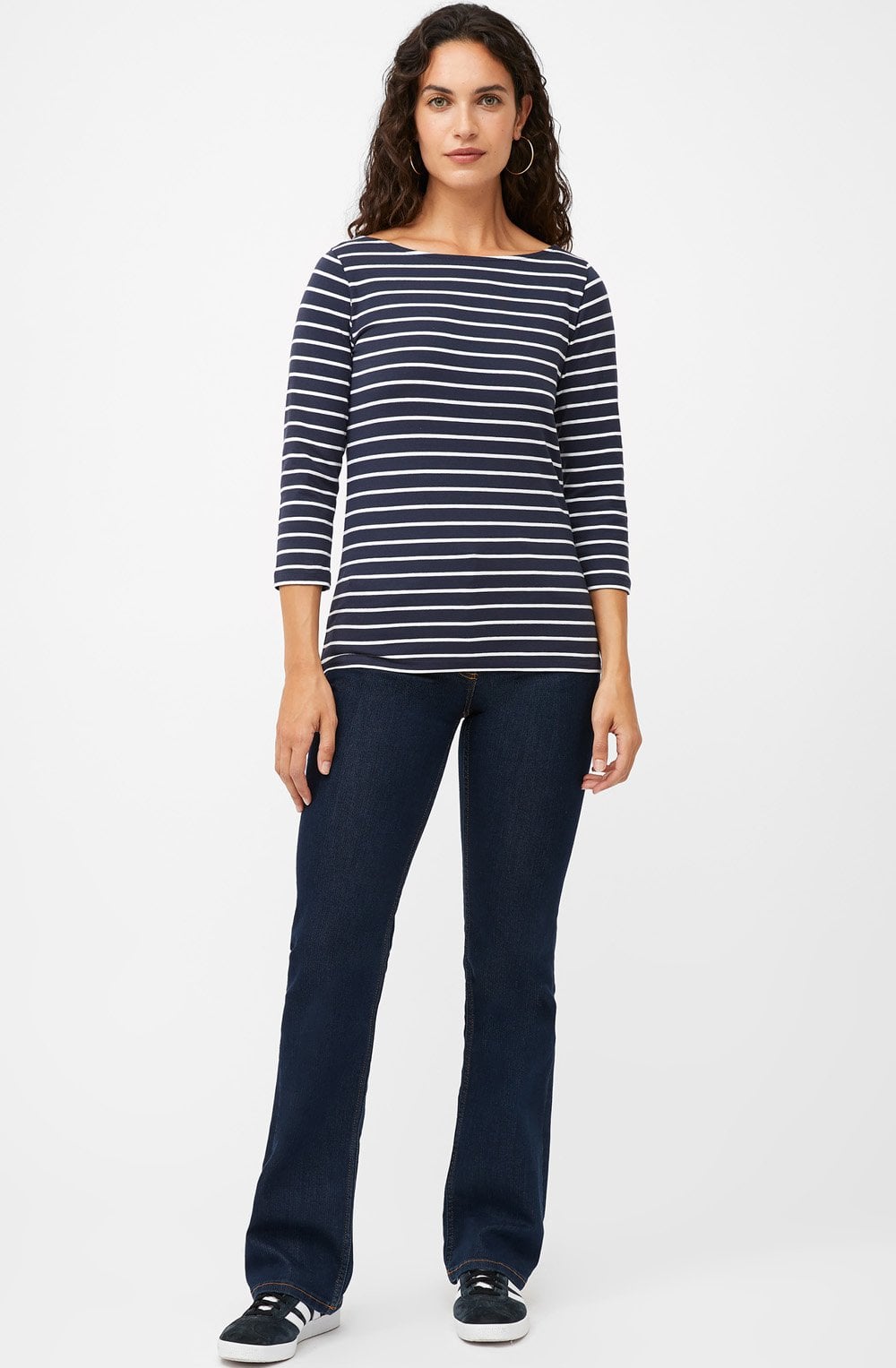 Classic Navy Striped Sleeved Top