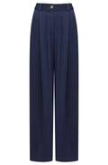 Dark Indigo Luxe Twill Wide Leg Trousers