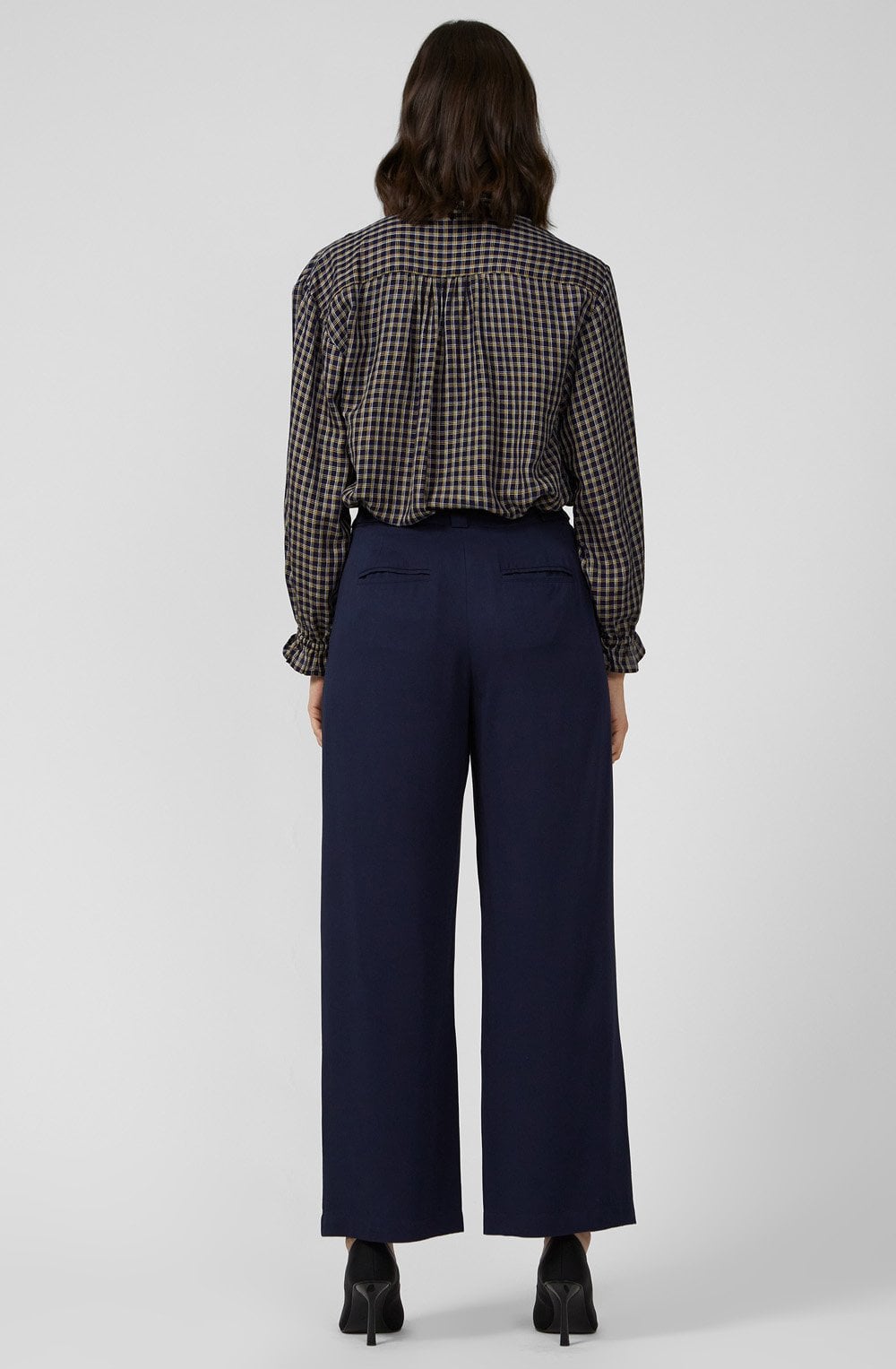 Dark Indigo Luxe Twill Wide Leg Trousers