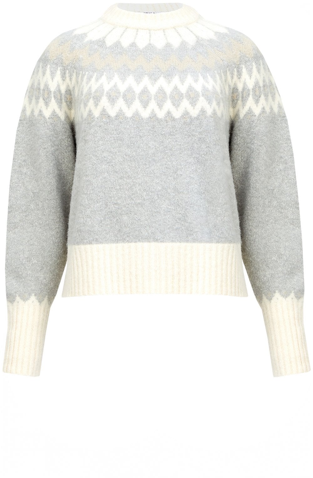 Grey Winter Pattern Crew Neck Jumper