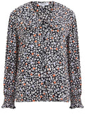 Heart Floral Oversized Collar Blouse