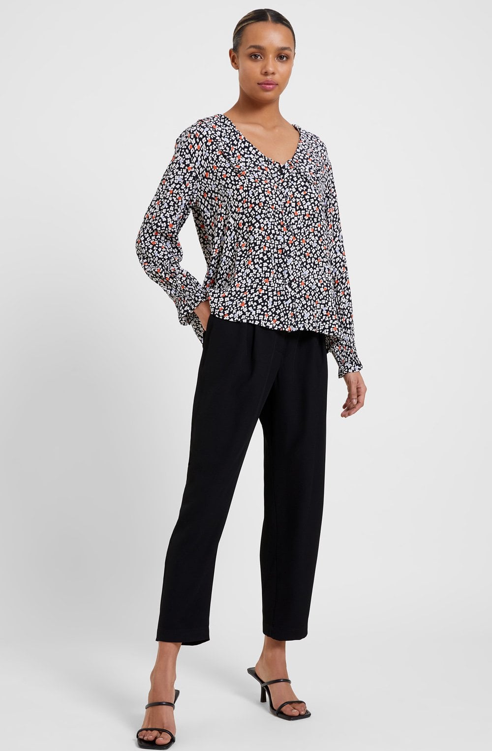 Heart Floral Oversized Collar Blouse