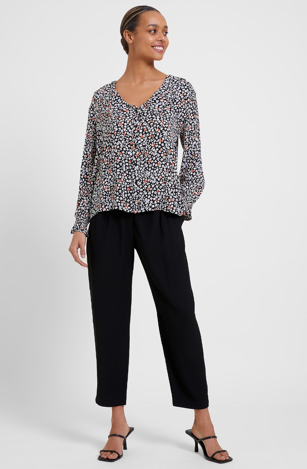 Heart Floral Oversized Collar Blouse
