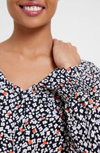 Heart Floral Oversized Collar Blouse