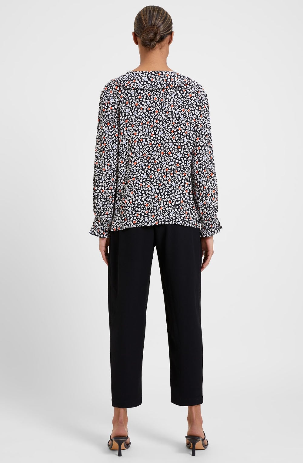 Heart Floral Oversized Collar Blouse