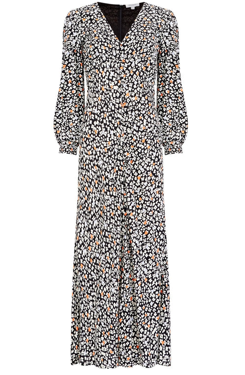 Heart Floral V Neck Midi Dress