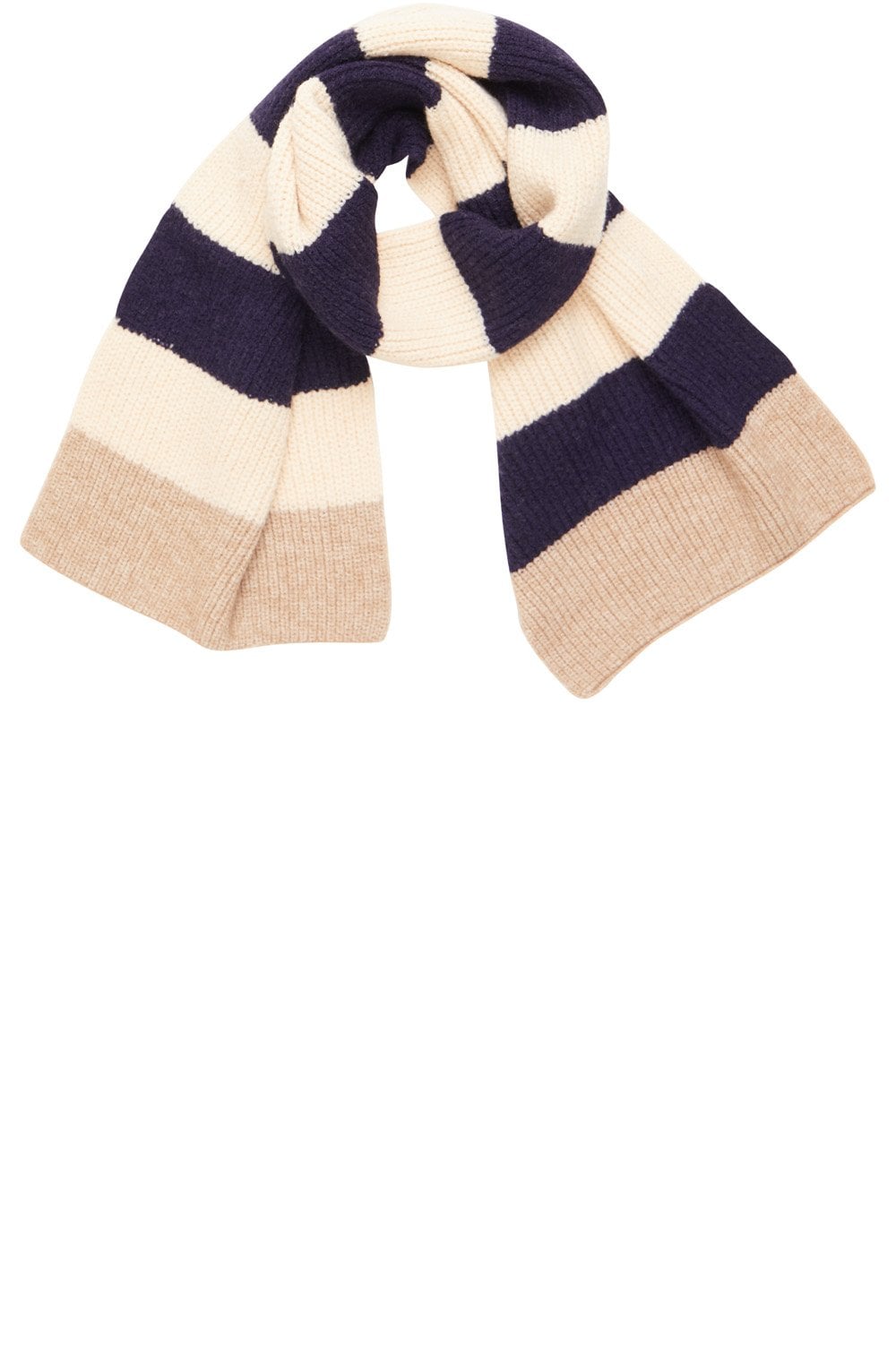 Indigo and Stone Tricolour Knit Scarf