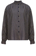 Indigo Soft Check Ruffle Shirt