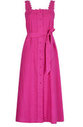Magenta Button Down Midi Dress