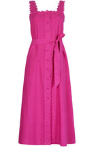 Magenta Button Down Midi Dress