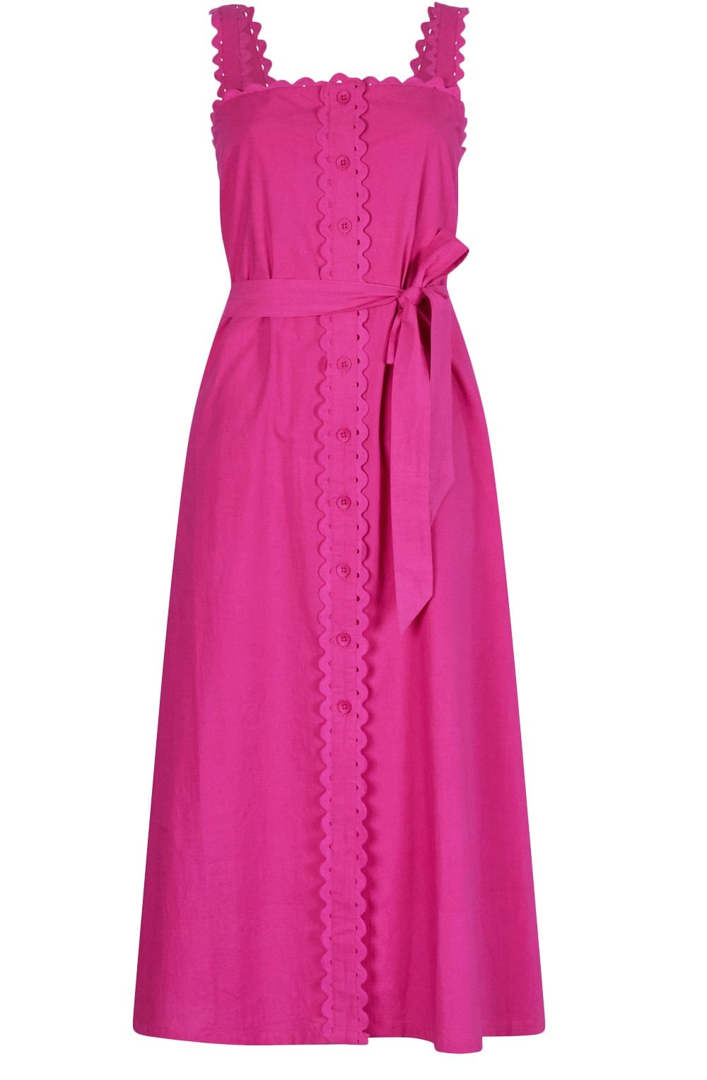 Magenta Button Down Midi Dress