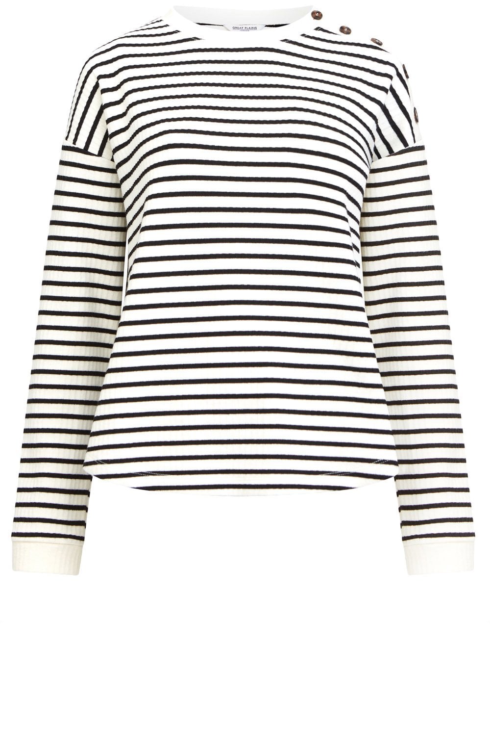 Stripe Rib Button Detail Sweater