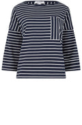 Summer Navy Stripe Pocket Sleeve Top