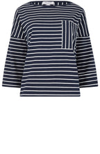 Summer Navy Stripe Pocket Sleeve Top