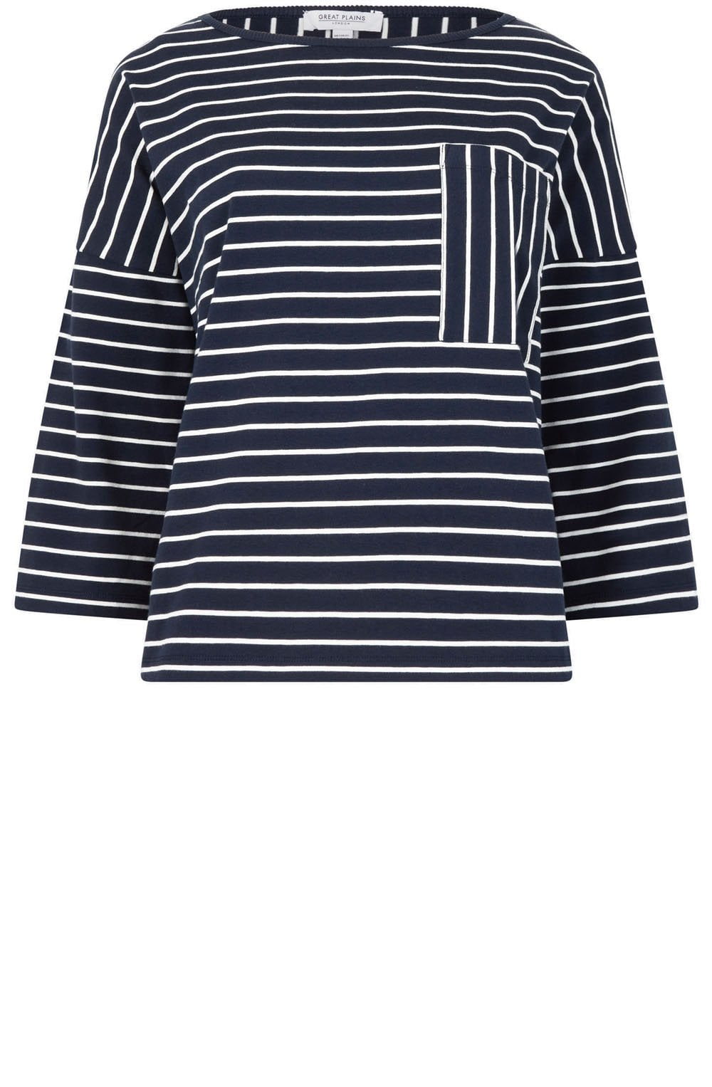 Summer Navy Stripe Pocket Sleeve Top