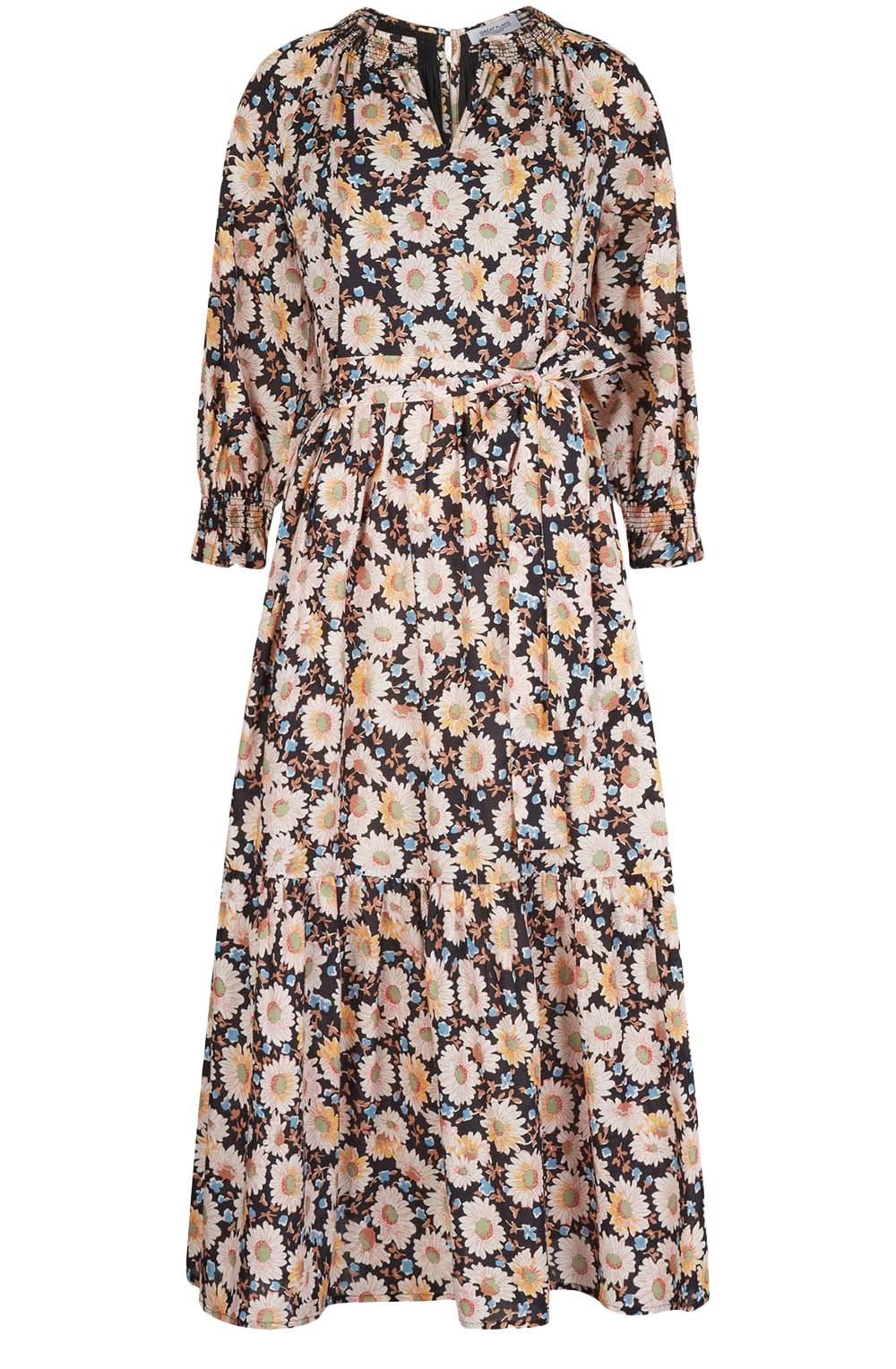 Sunflower Print Organic Belted Dress