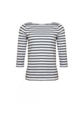 White and Navy Sleeved Top