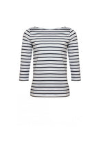 White and Navy Sleeved Top