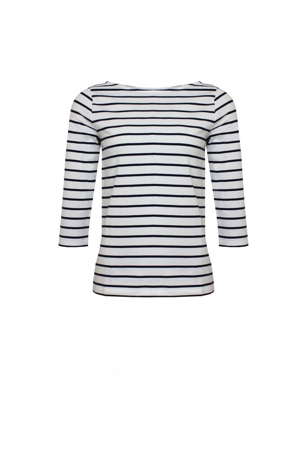 White and Navy Sleeved Top