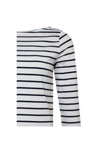 White and Navy Sleeved Top