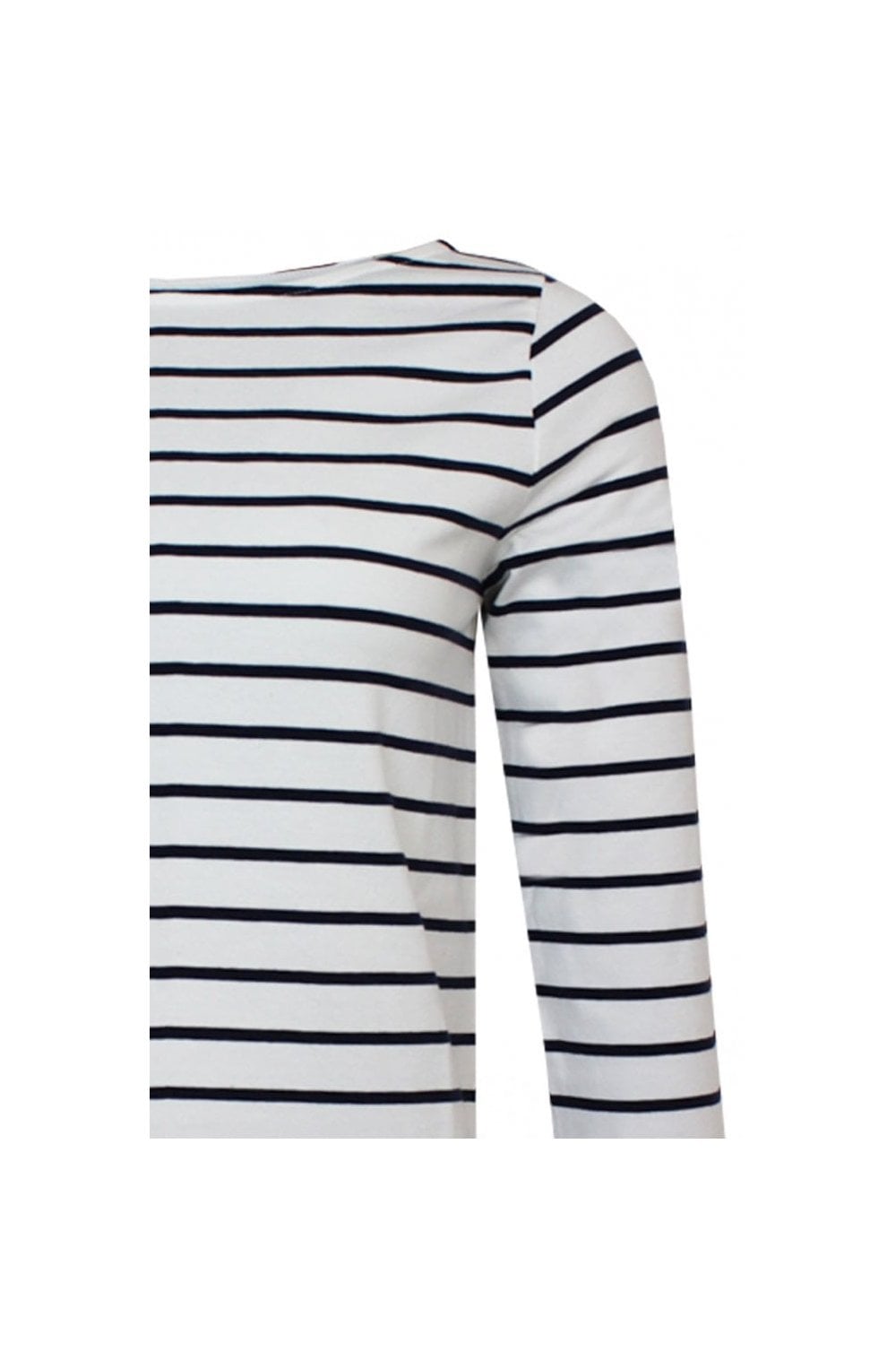 White and Navy Sleeved Top