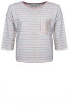 White Blossom Stripe Pocket Sleeved Top