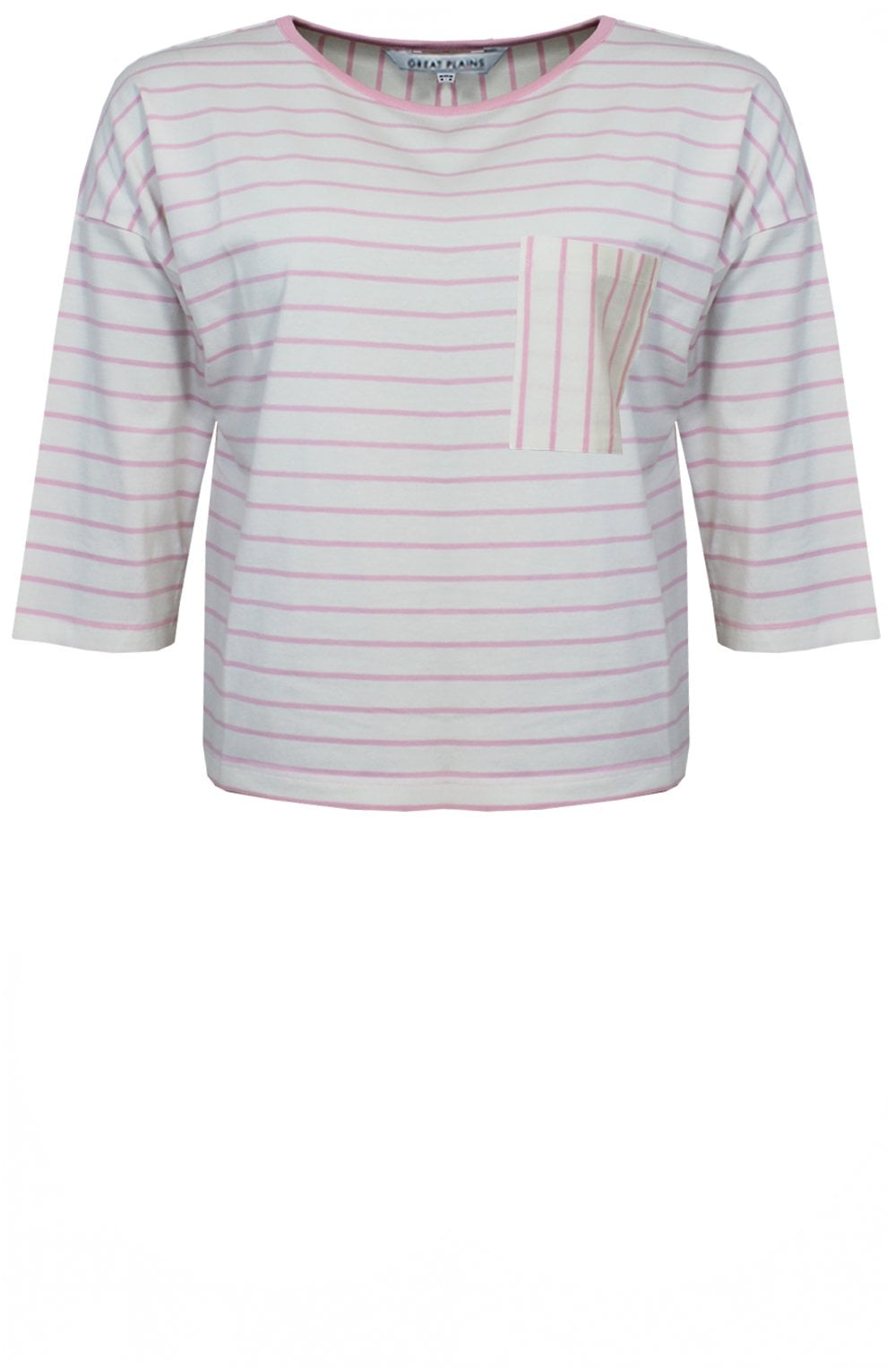 White Blossom Stripe Pocket Sleeved Top