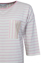 White Blossom Stripe Pocket Sleeved Top