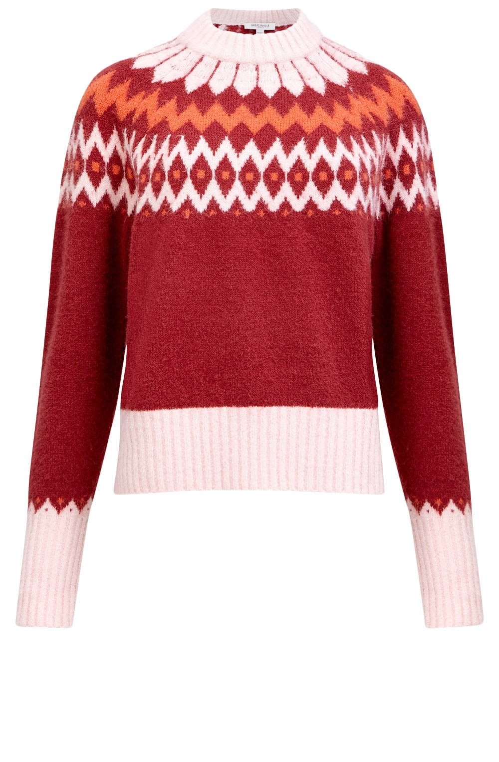 Wine Winter Pattern Crew Neck Jumper